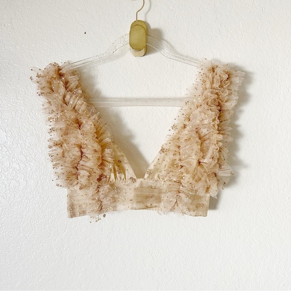 New Free People One Sosha Party crop Top in Gold - Picture 5 of 16